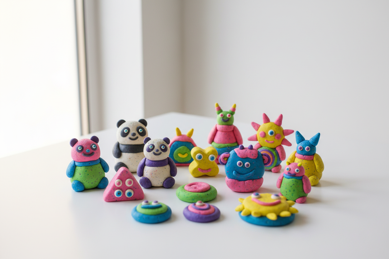 Colorful polymer clay sculptures